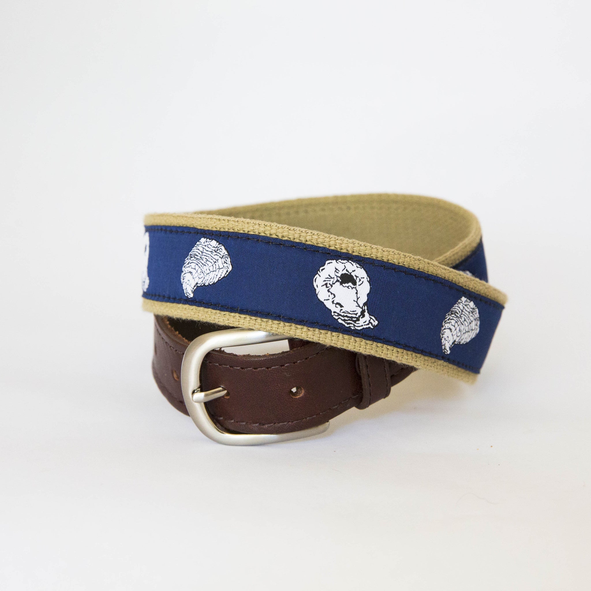 Leather Ribbon Belt - Navy Blue Oyster